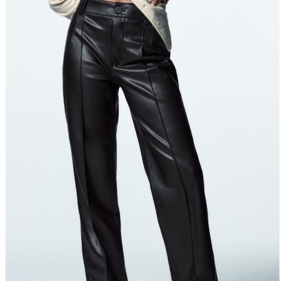Zara Pants - Zara Full Length Faux Leather Pants Size Medium